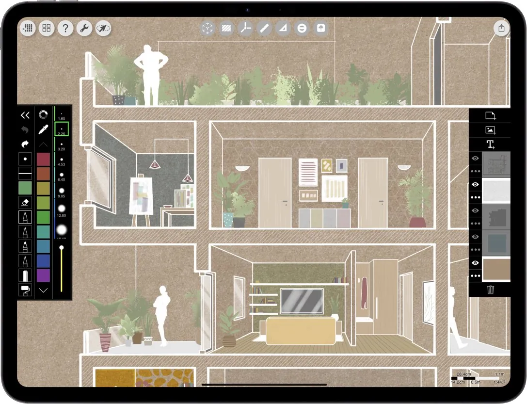 best App for architects _ iPad drawing for architecture _  interior section sketch